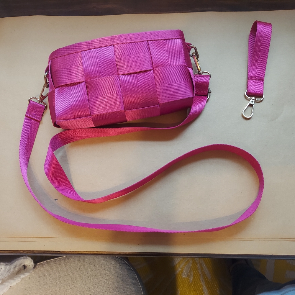 Pink Woven Crossbody Bag